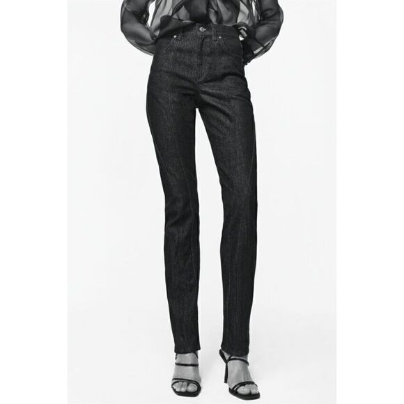 NWT Zara ZW The Panelled Slim High Rise Jeans in Black, Size 4 - Picture 4 of 16